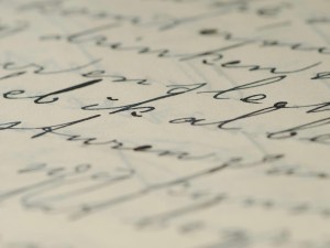 Up close photo of cursive writing
